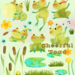 This product included characters, pond flora, seamless patterns and pre-made posters.