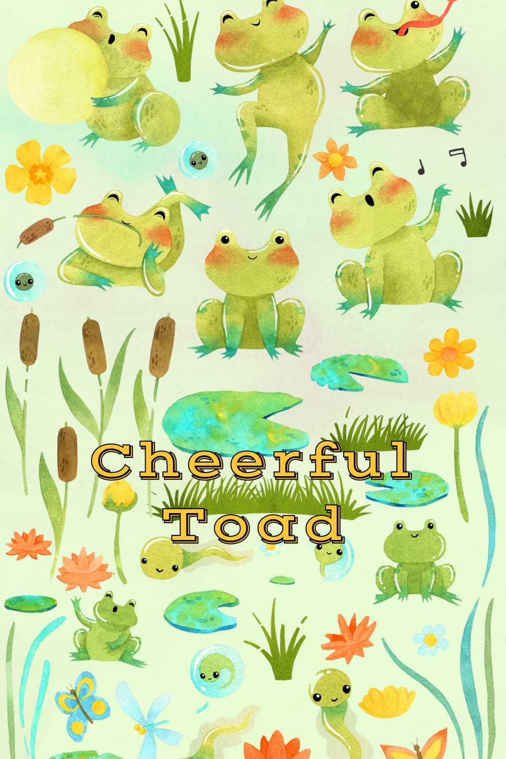 Cheerful Toad, Frog Сlipart - Pinterest Image Preview.