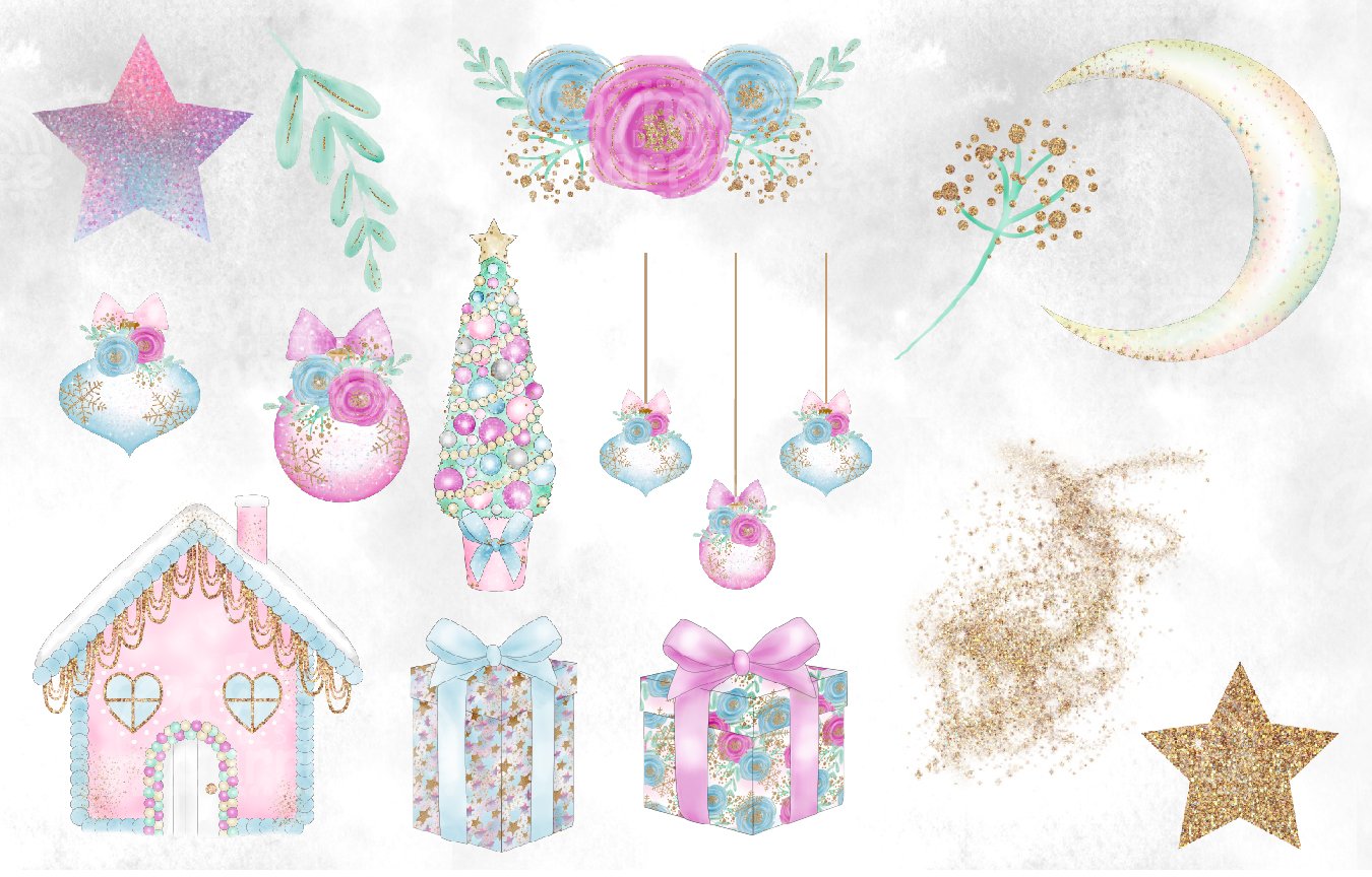 Christmas Unicorn Clipart Collection.