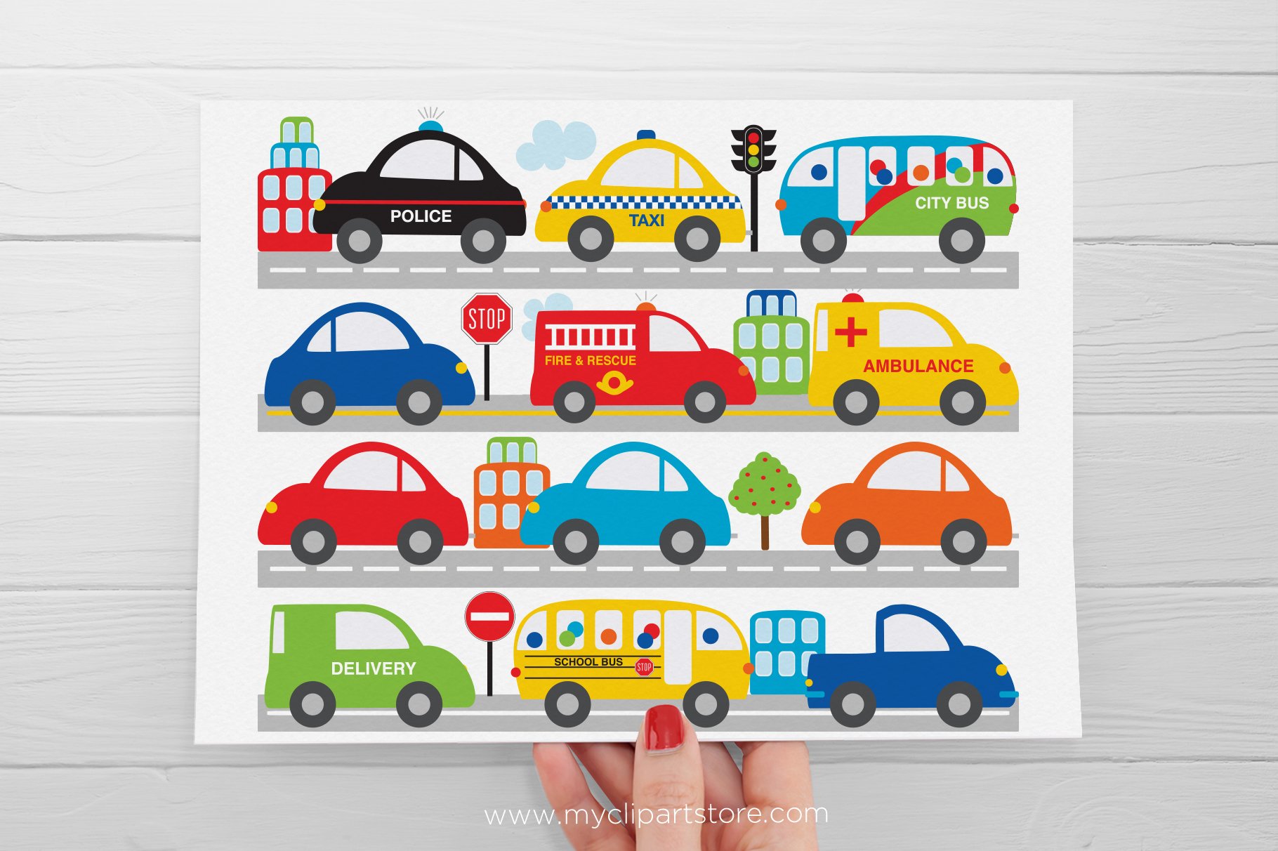City Vehicles Cars Clipart, SVG.