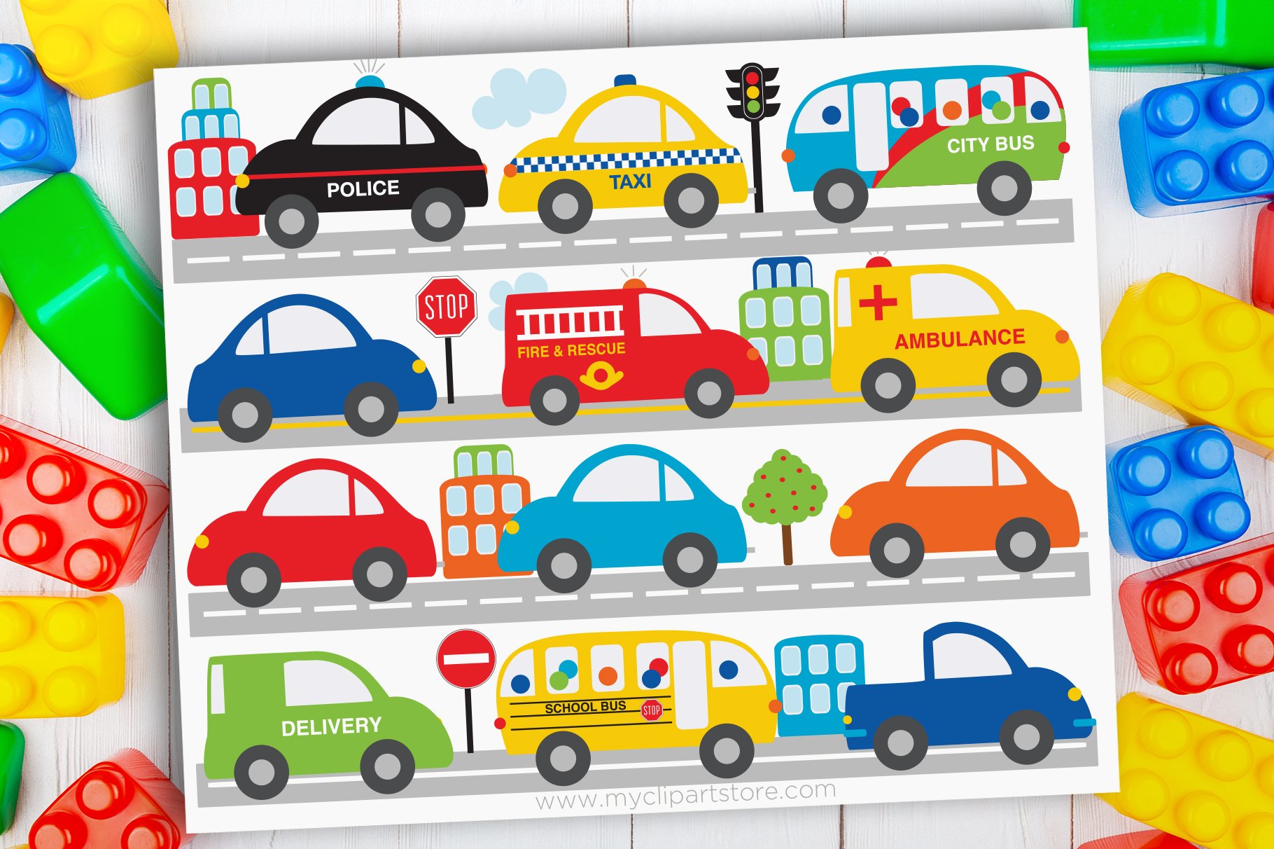 City Vehicles Cars Clipart, SVG.