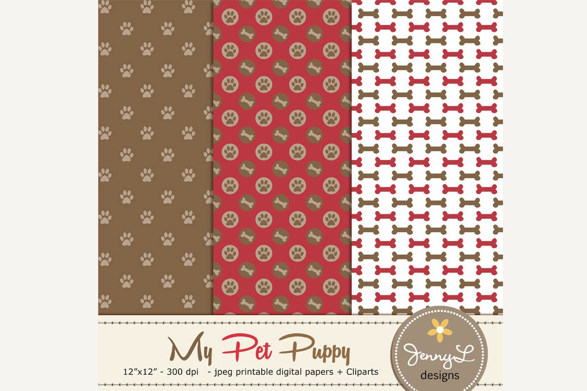 Puppy Dog Digital Papers.