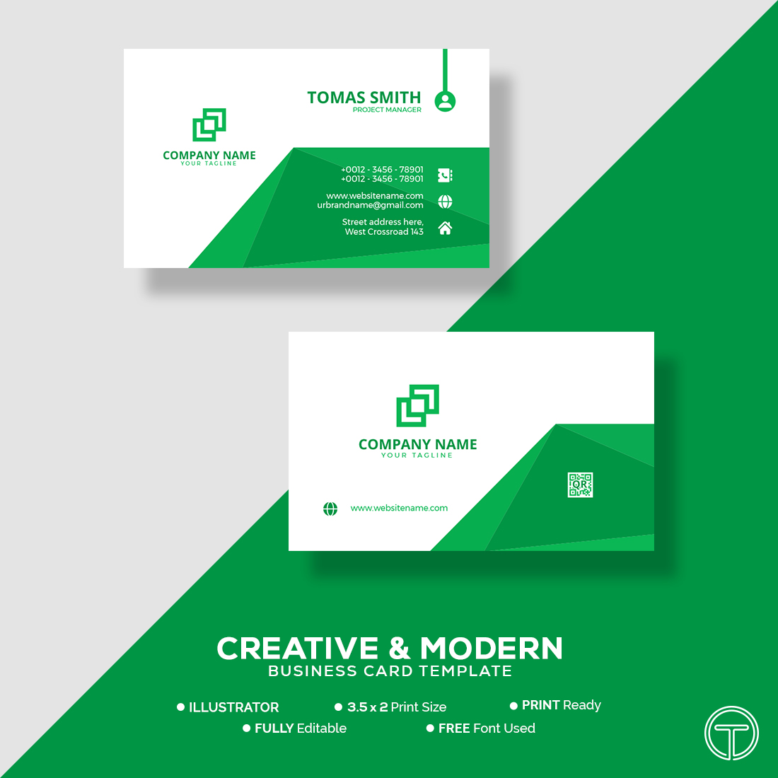 colorful modern minimal abstract business card template 1