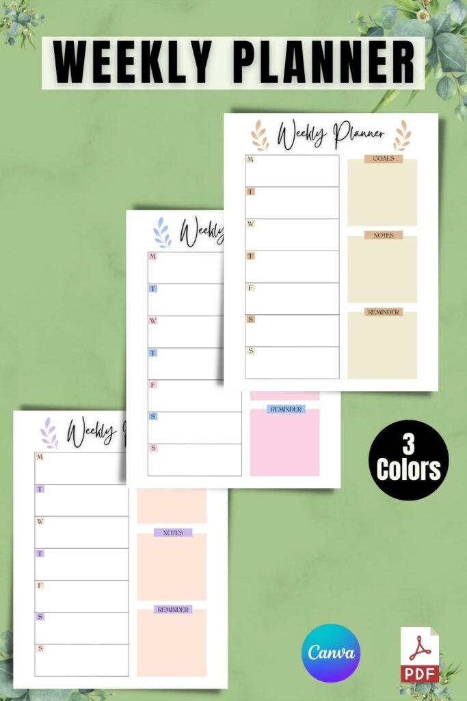 Weekly Planner Printable, Weekly Goal Planner, Weekly To-Do List ...