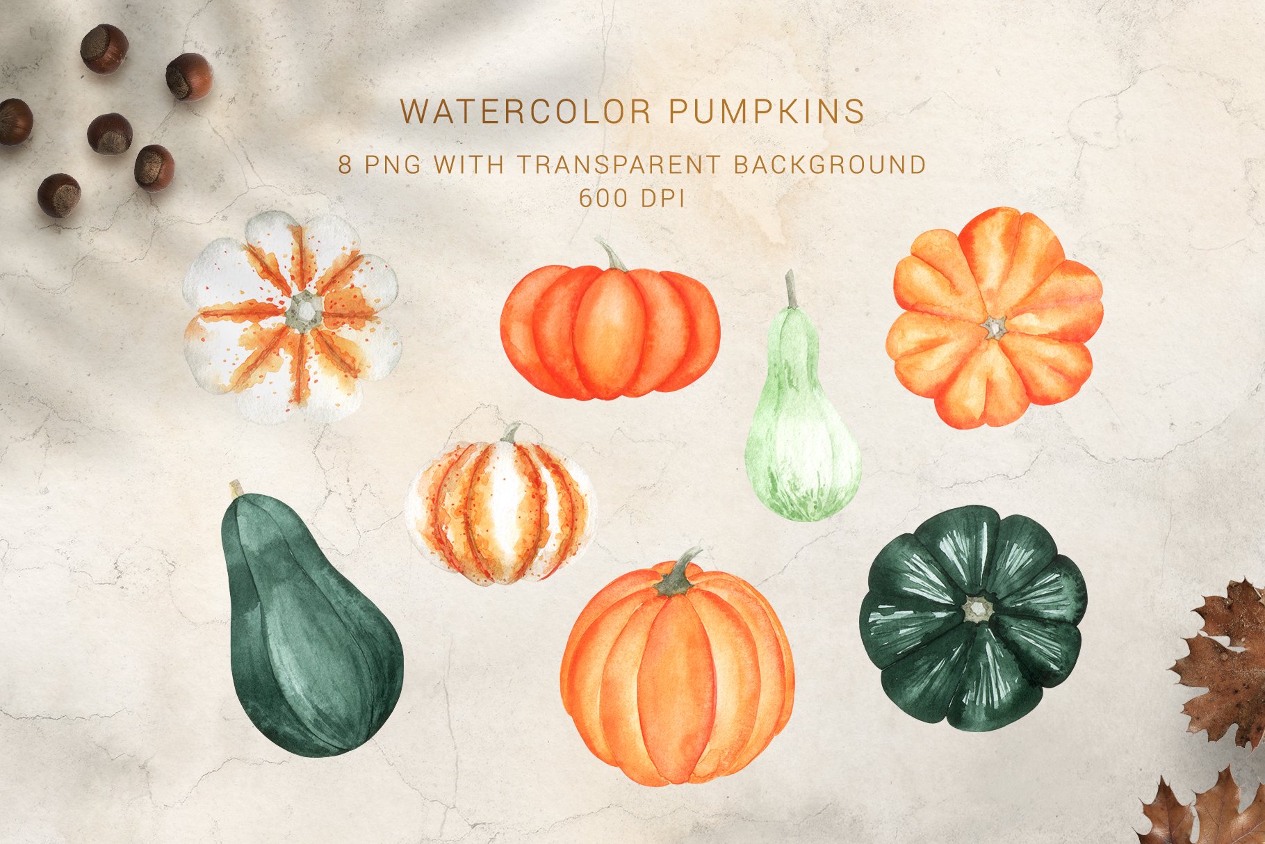 Watercolor Pumpkins.