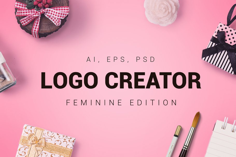 The main image with preview of Feminine Logo Creator.