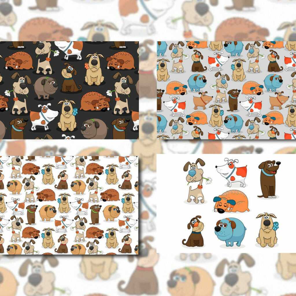 Cute Dogs Elements & Patterns – MasterBundles
