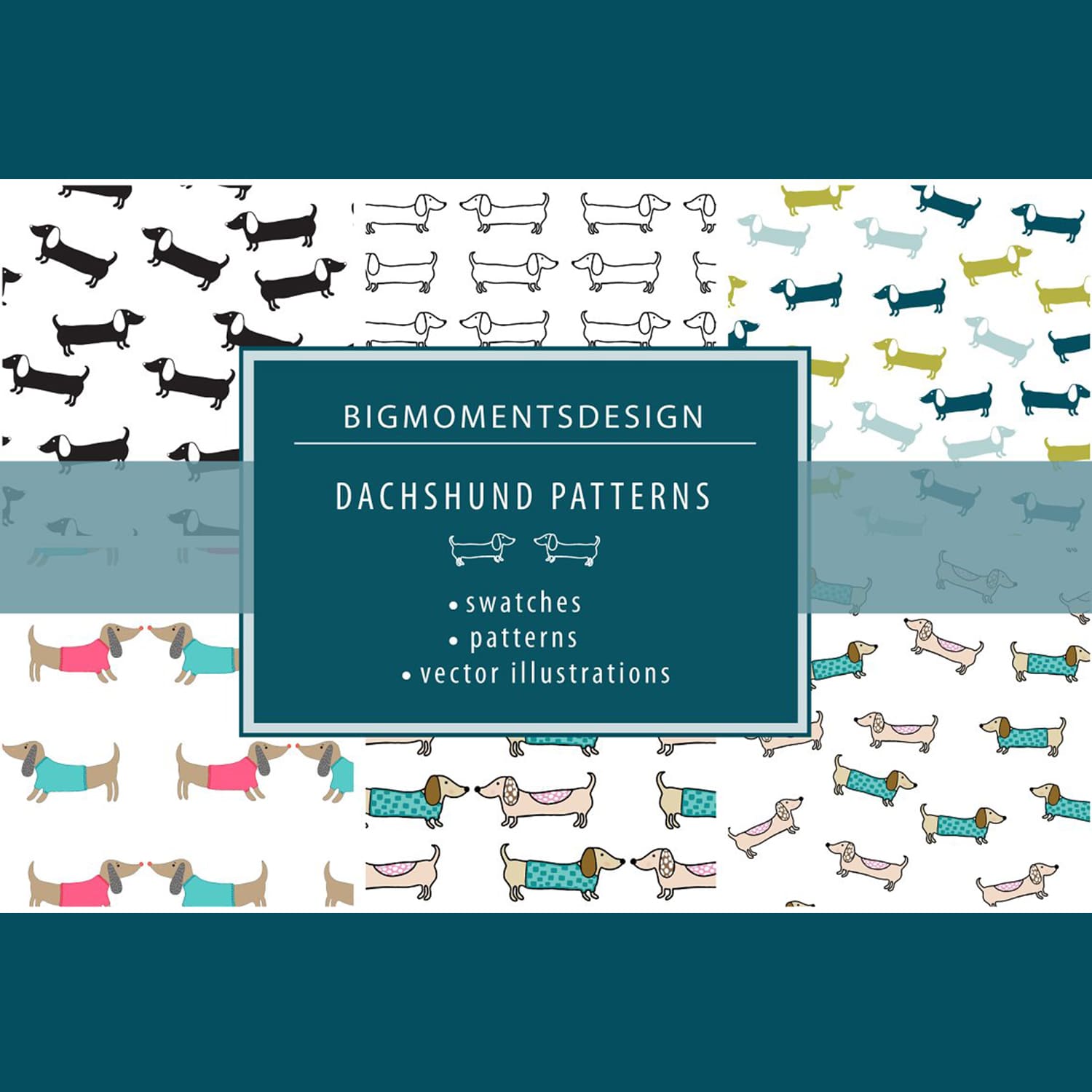 Dachshund patterns and illustrations.
