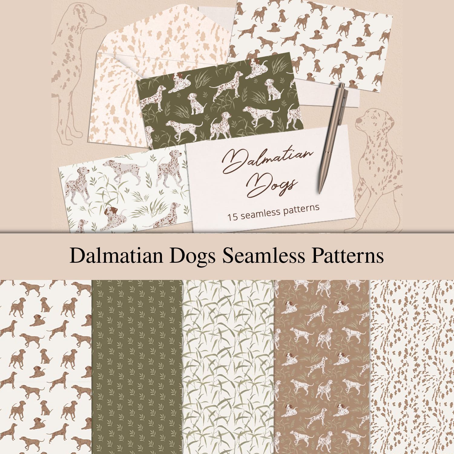 Dalmatian Dogs Seamless Patterns cover.