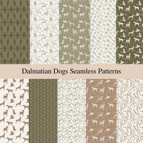 Dalmatian Dogs Seamless Patterns.