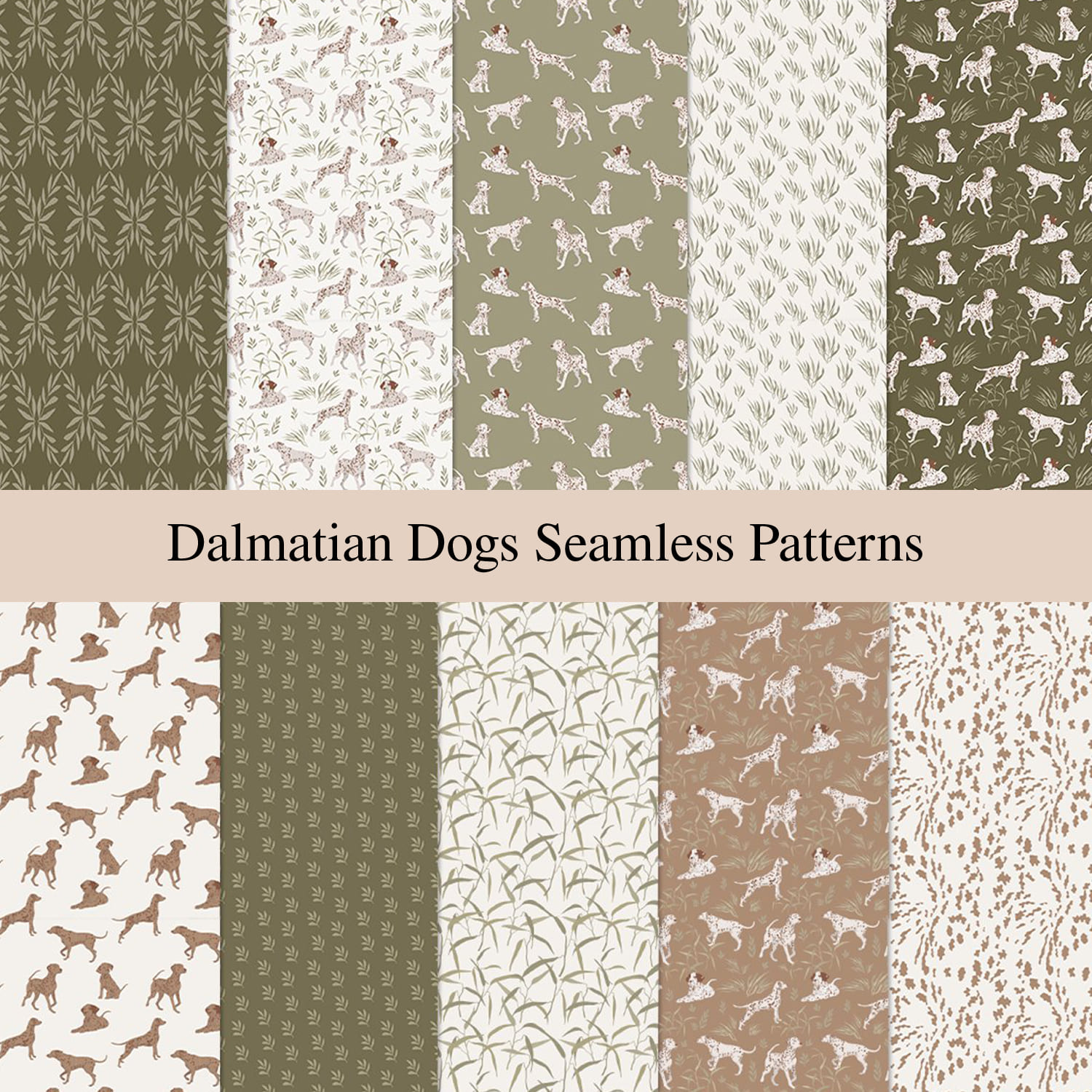 Dalmatian Dogs Seamless Patterns.