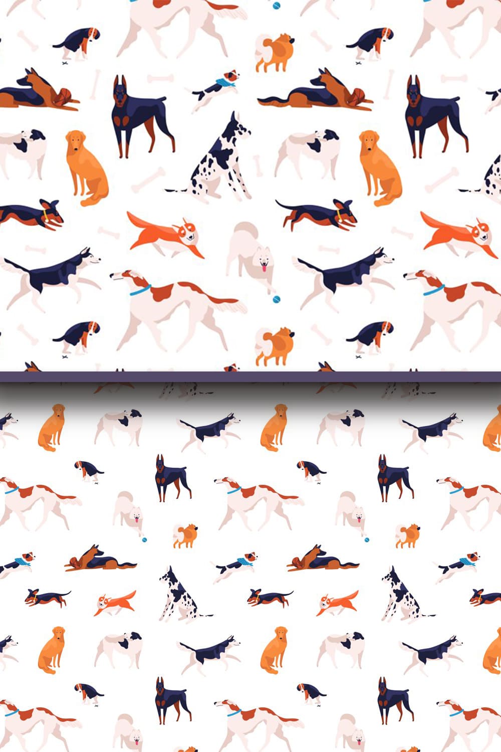 Different Dogs Seamless Patterns.