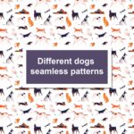 Different dogs seamless patterns.