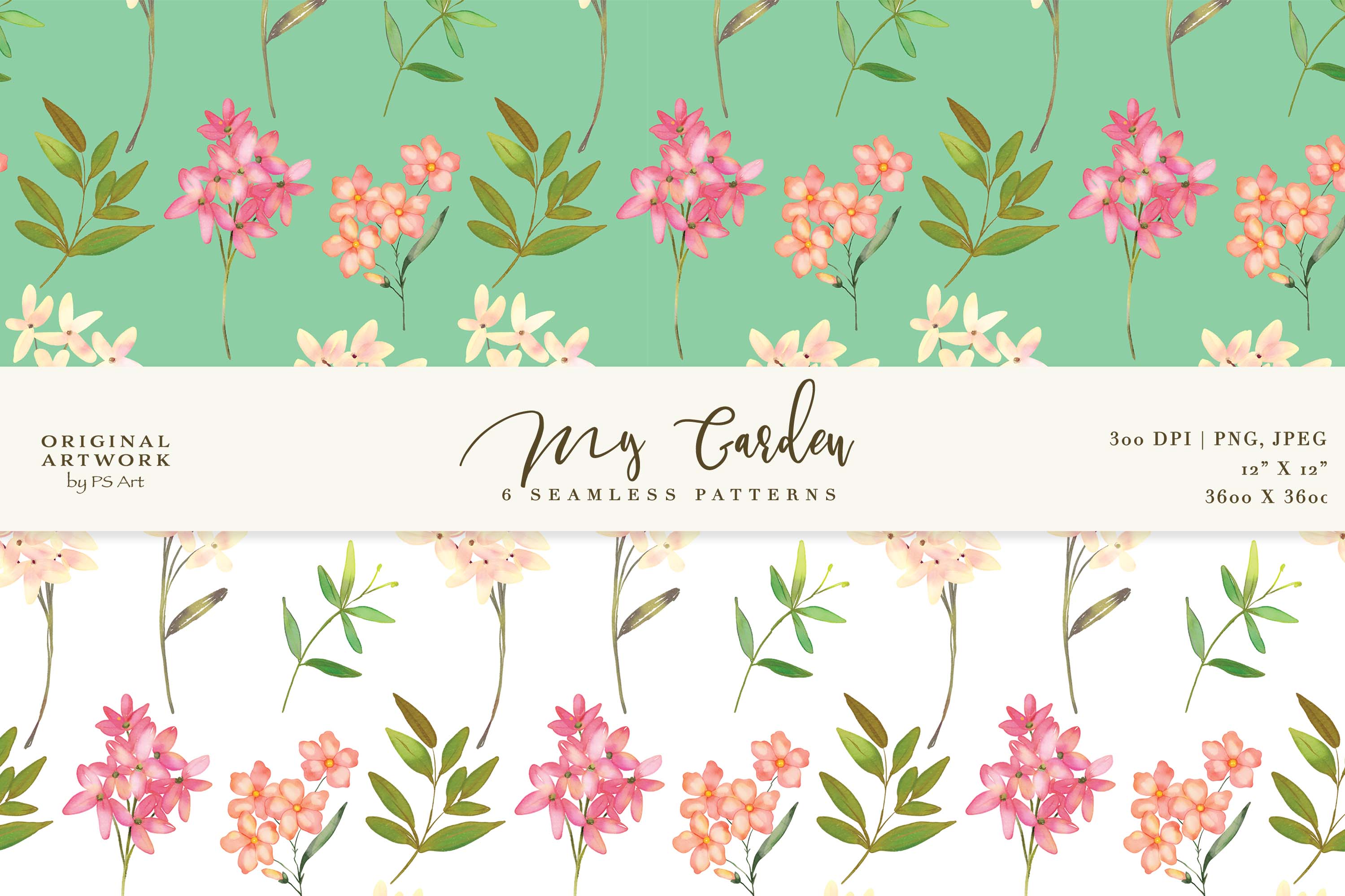 Watercolor Floral Seamless Pattern Collection