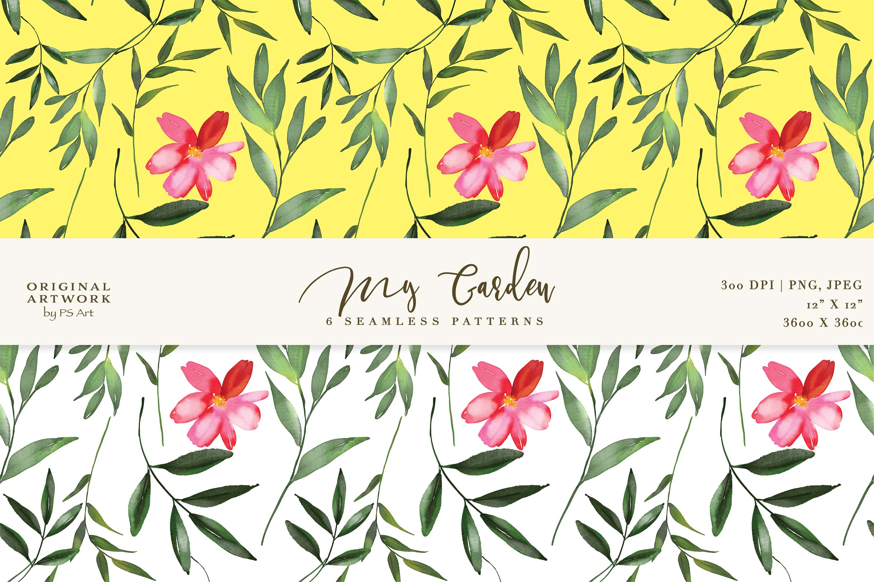Watercolor Floral Seamless Pattern Collection