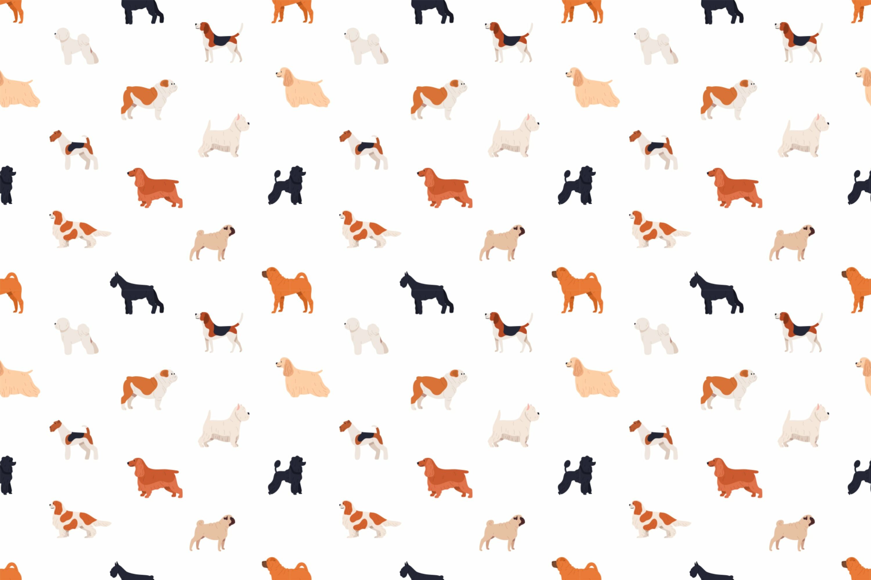 Seamless Patterns with Dogs.