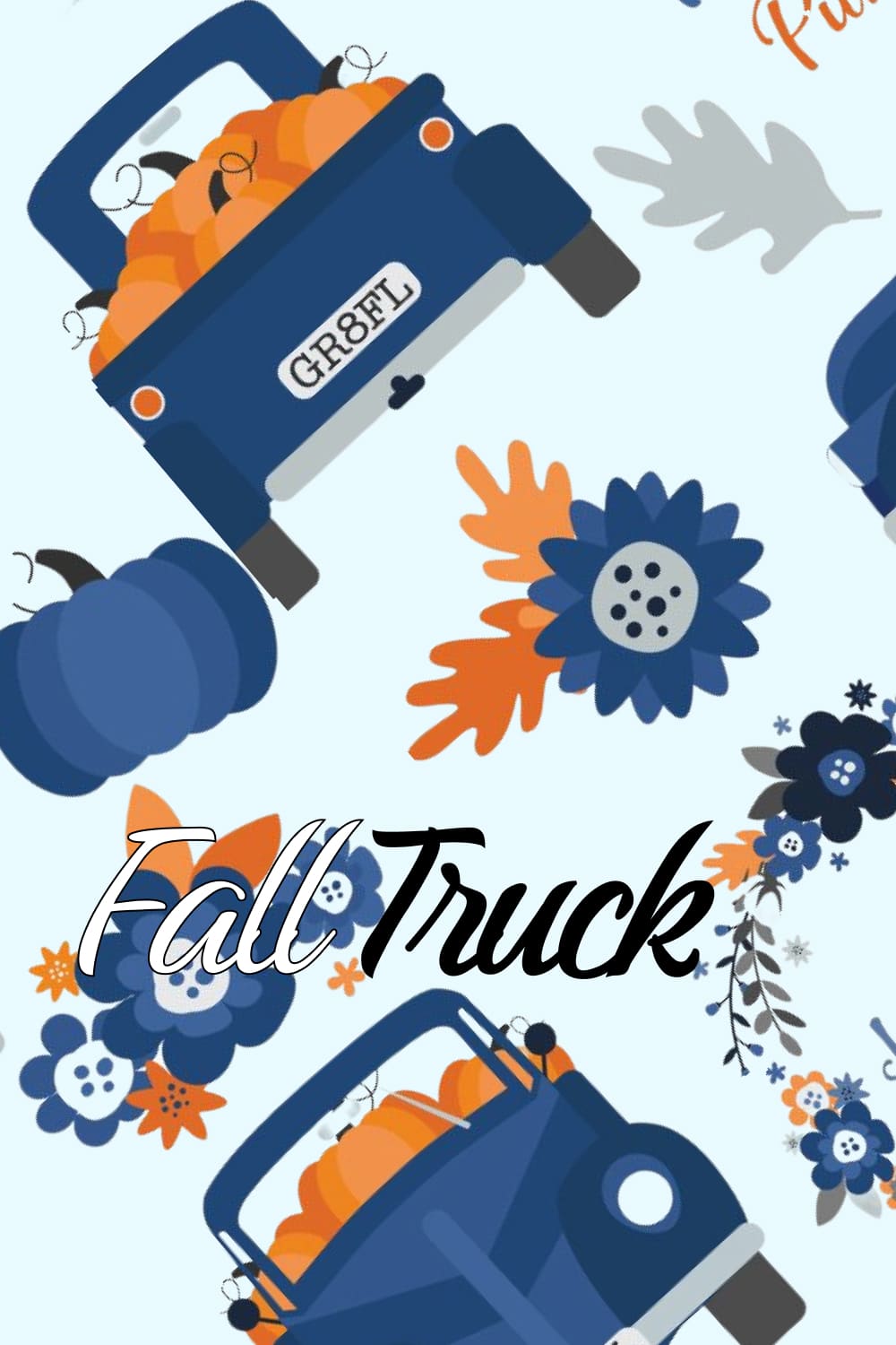 Fall Truck Clipart - Navy Blue, SVG.