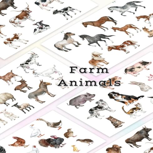 Watercolor encyclopedia of farm animals.