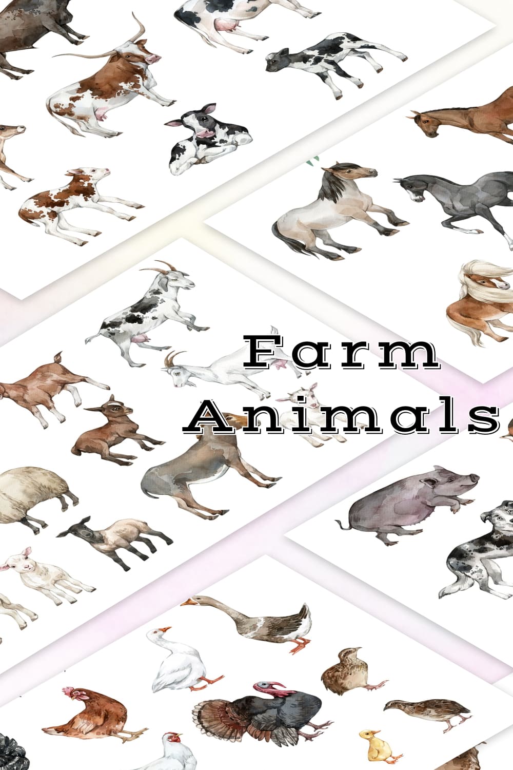 Watercolor encyclopedia of farm animals - Pinterest Image Preview.