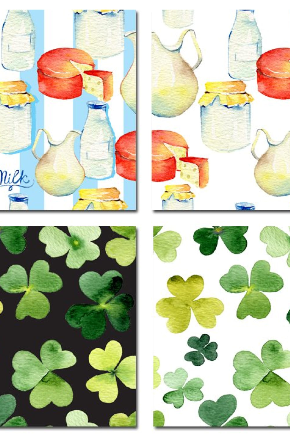 Beautiful watercolor seamless patterns.