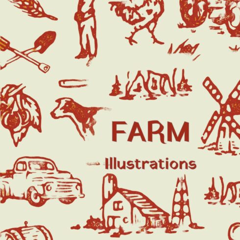 Farm Illustrations inspired from farm, barn, organic, and nature.