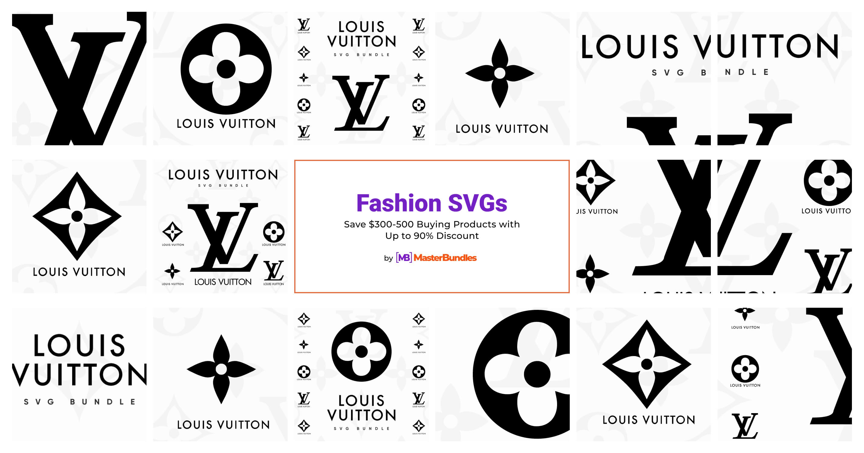 17 Logo Lv Bundle Svg, Fashion Brand Svg, Silhouette Svg Files