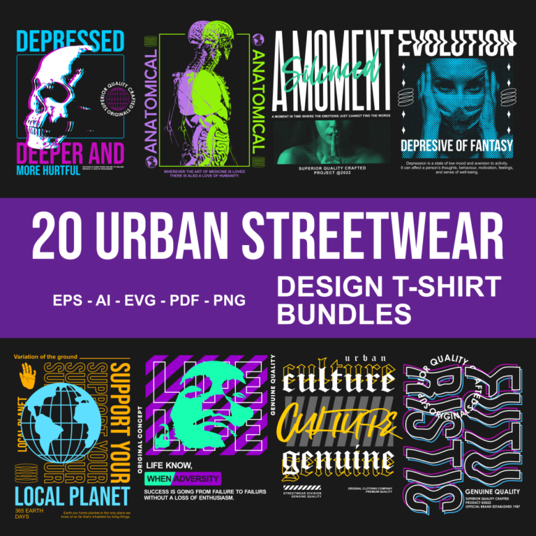 Best Urban Streetwear Typography T Shirt Designs Bundles T Shirt