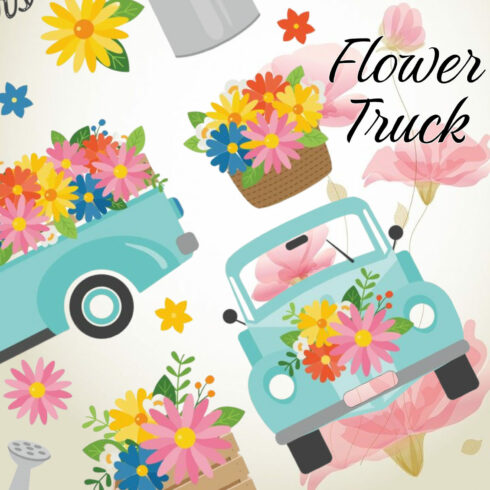 Flower Truck, SVG Clipart.