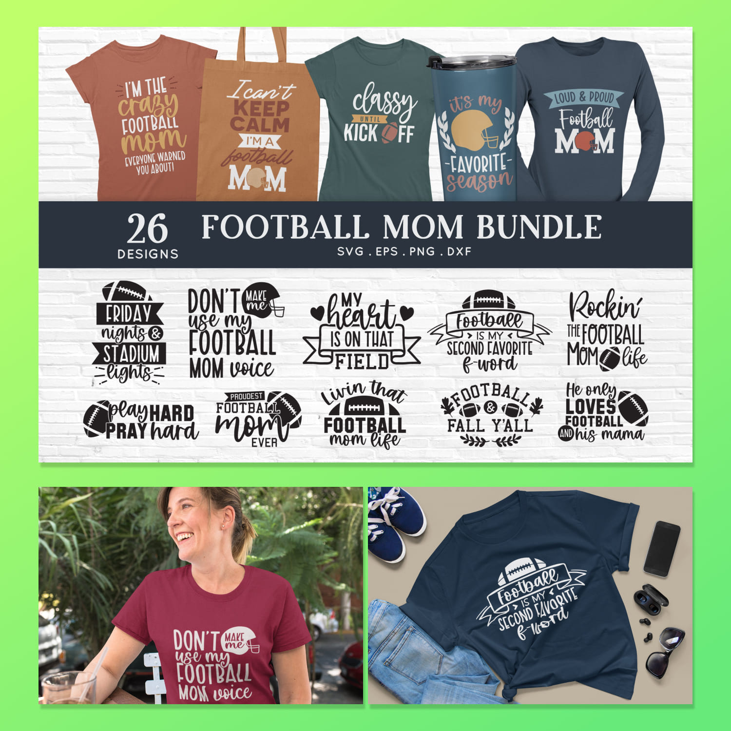 Football mom svg bundle | football mom shirt svg cut files cover.