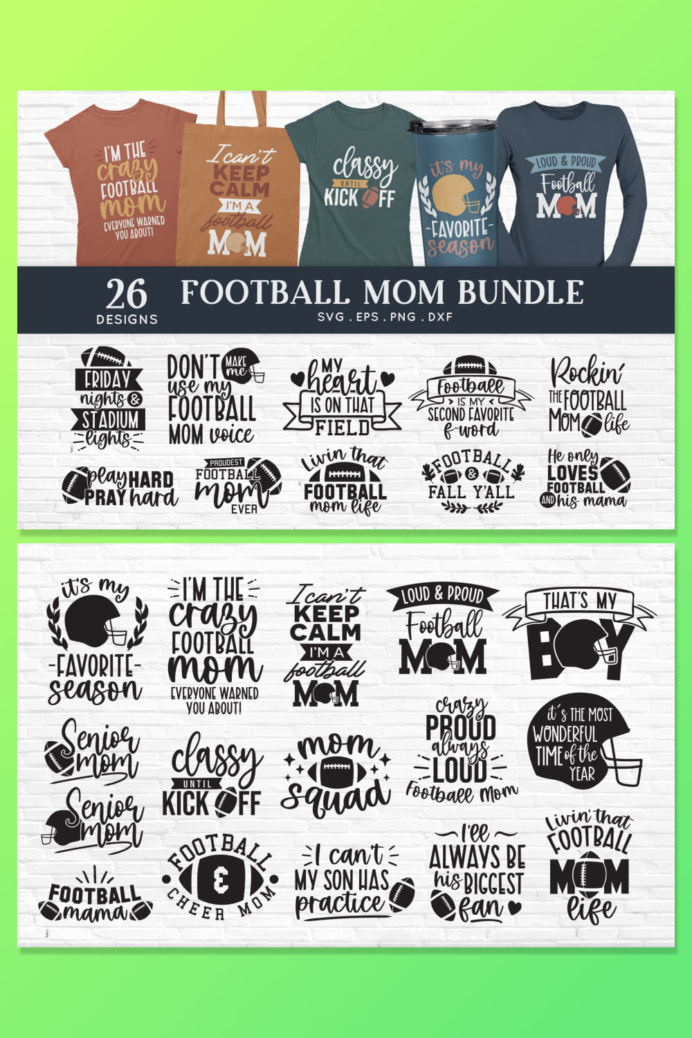 Football Mom SVG Bundle | Football Mom Shirt SVG Cut Files.