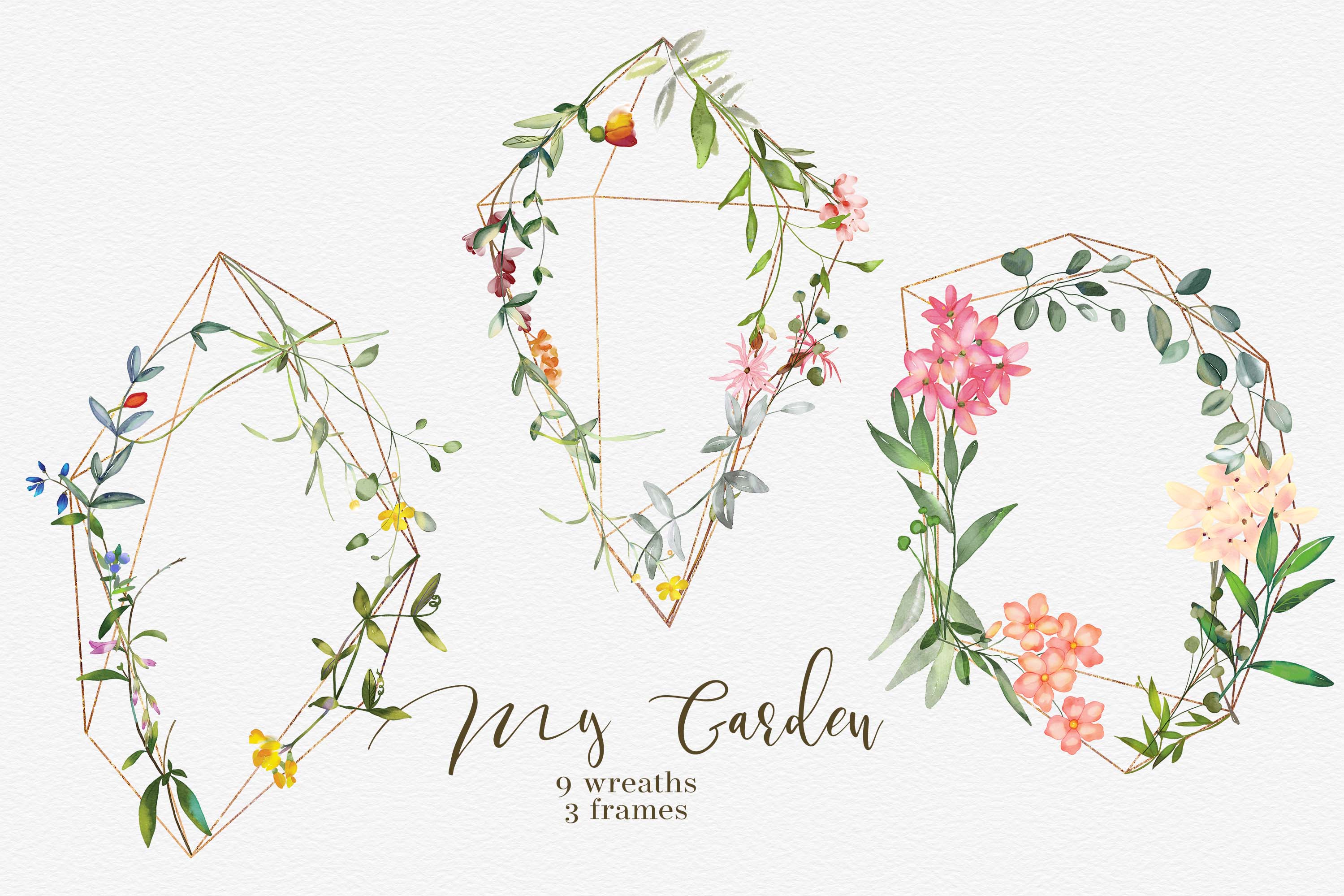 Watercolor Garden Flowers Clipart Collection