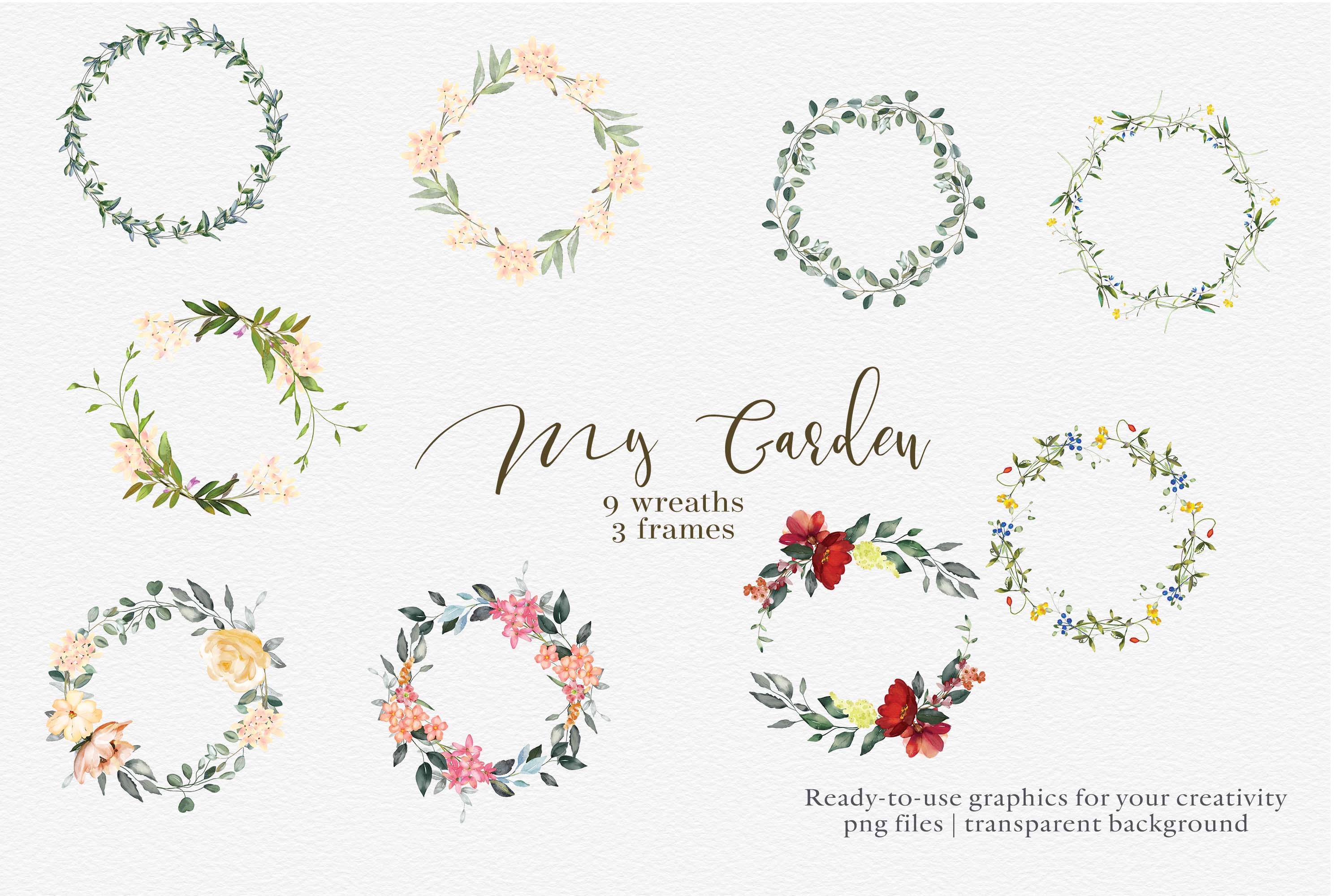 Watercolor Garden Flowers Clipart Collection