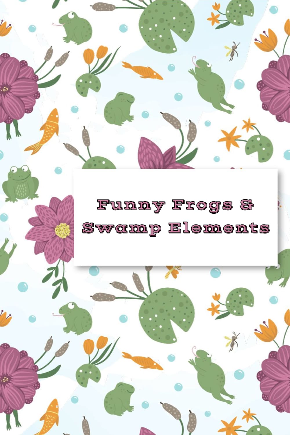 Funny Frogs and Swamp Elements - Pinterest Image Preview.