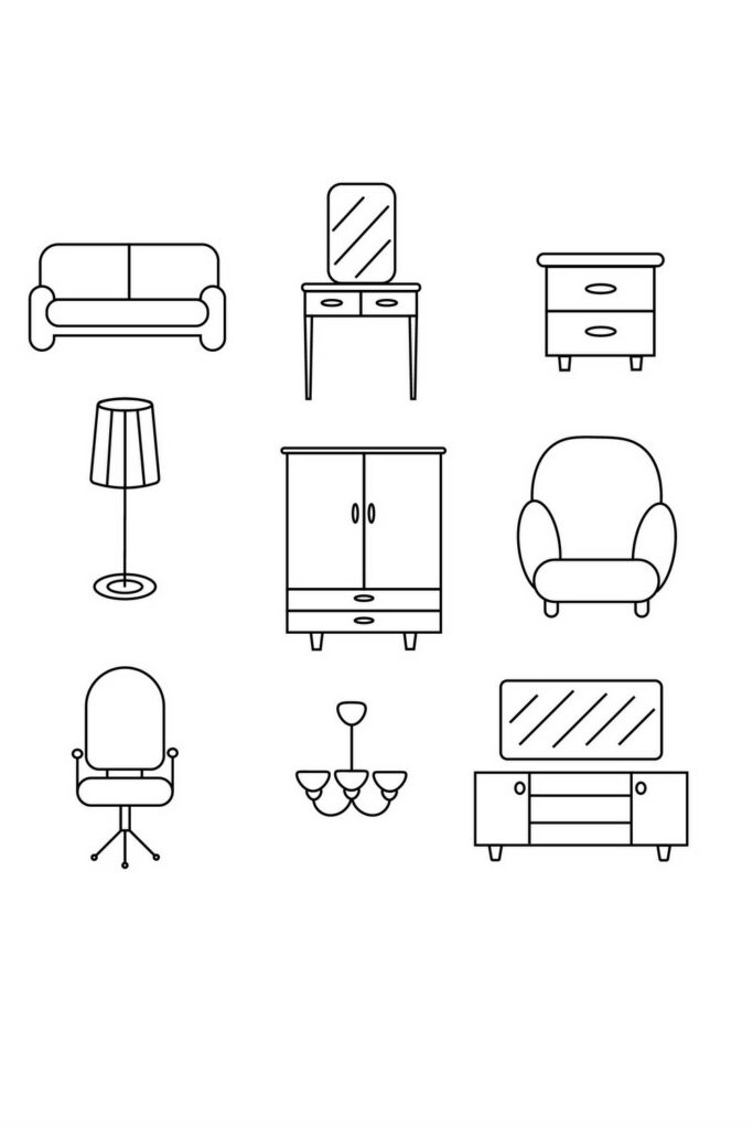 Furniture outline icons - MasterBundles