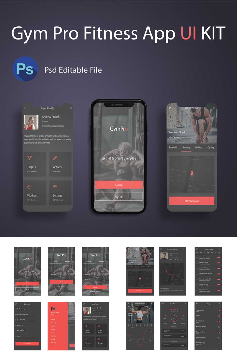 Screens Fitness & Workout Mobile UI Kit
