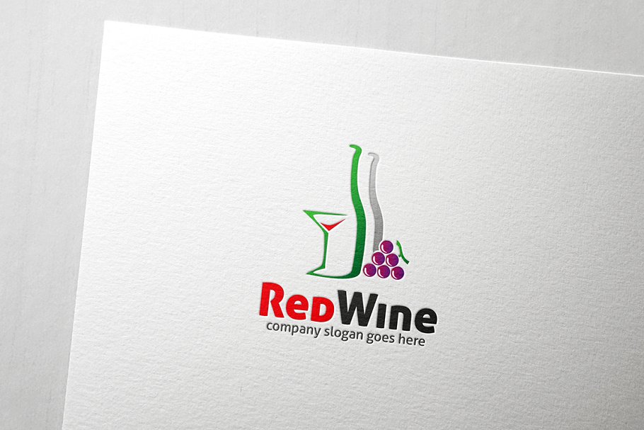 Red Wine logo is a glass of wine and a bottle logo image.