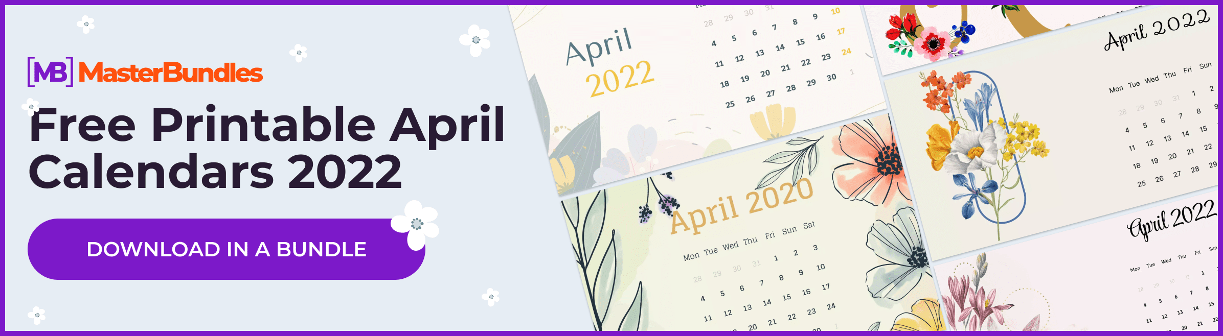 Free Printable April Calendars.