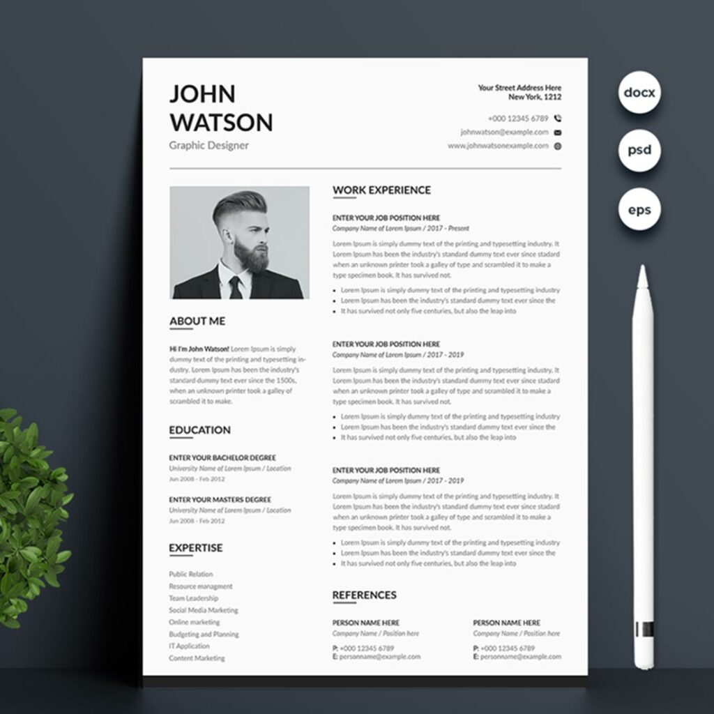 Clean Resume / CV Template - MasterBundles