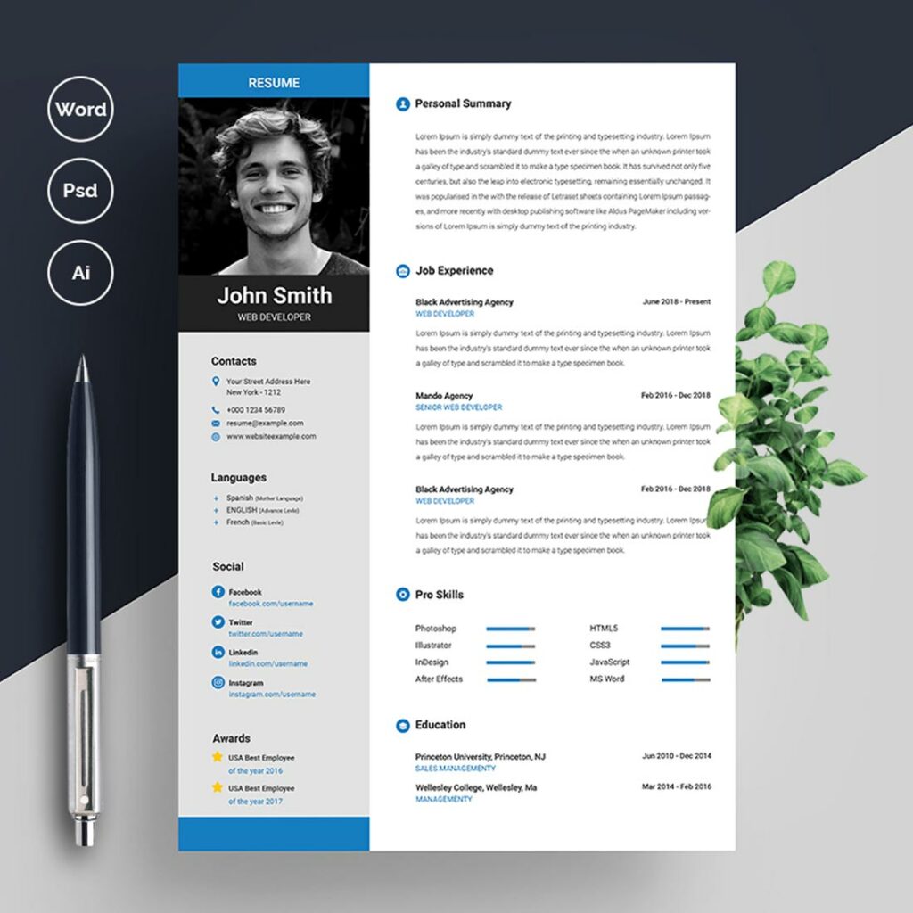 Minimal Resume / CV - MasterBundles