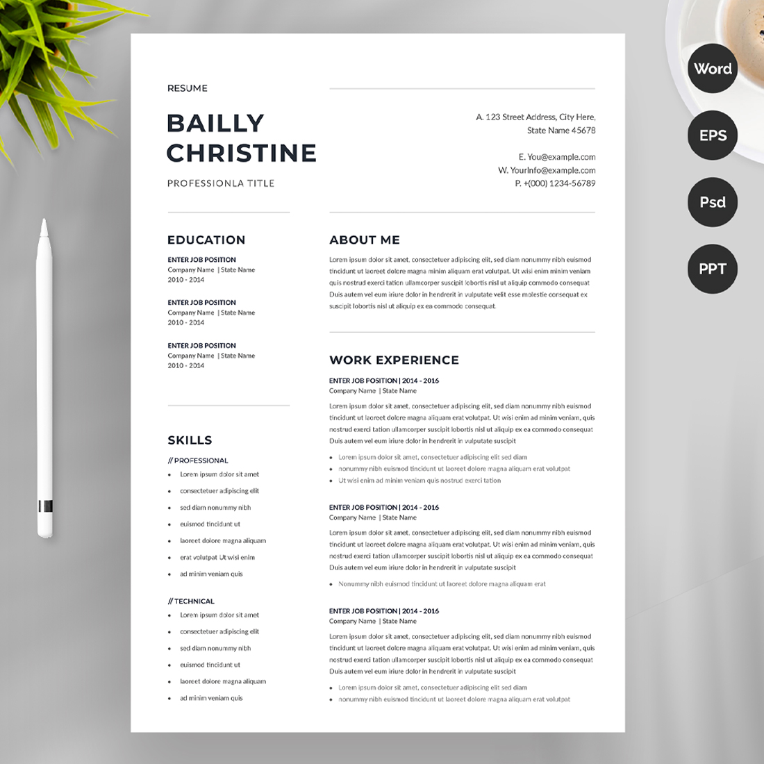 Minimalist Resume / CV Template image preview.