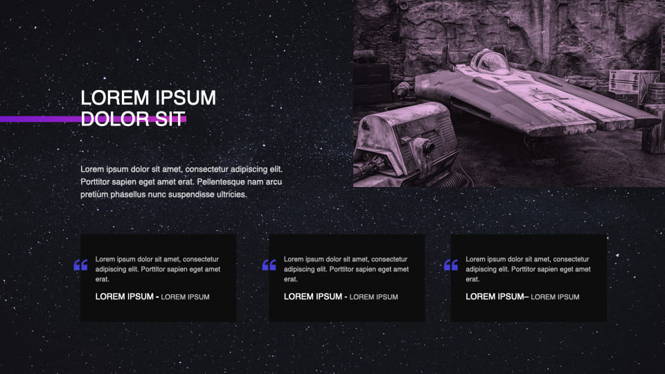 Various Slides of JEDI StarWars Presentation Template.