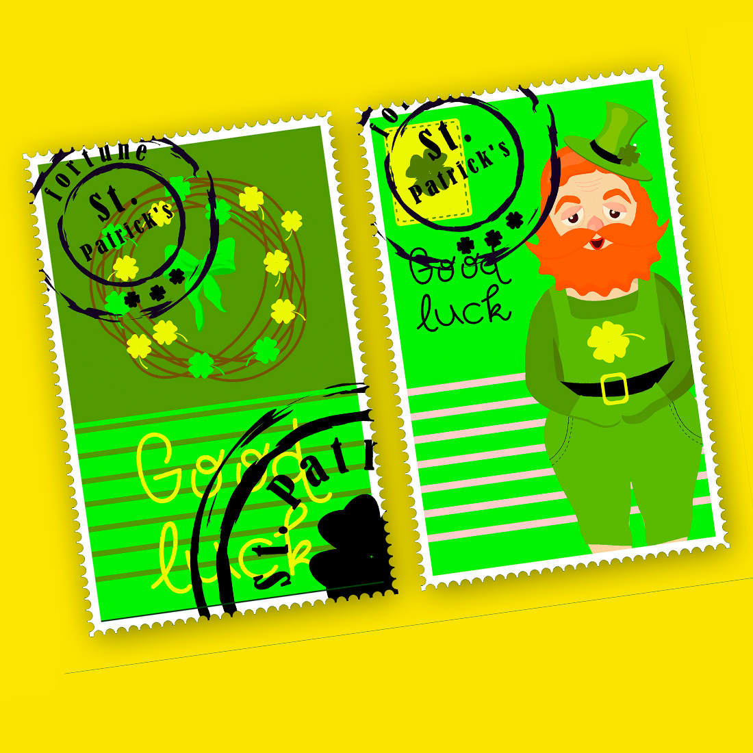 St. Patricks Day Write congratulatory letters and stick these cute stamps on the envelope.
