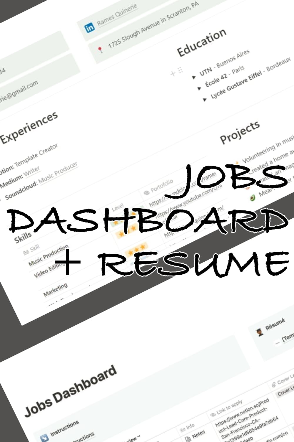 Jobs Dashboard + Resume.