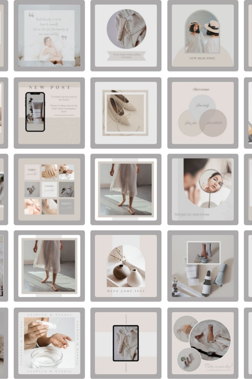 30 Nude Instagram post templates, Business Instagram templates, Editable in Canva promotional post,Girl branding templates, Social Media Booster, Small Business IG templates, Light feed brand