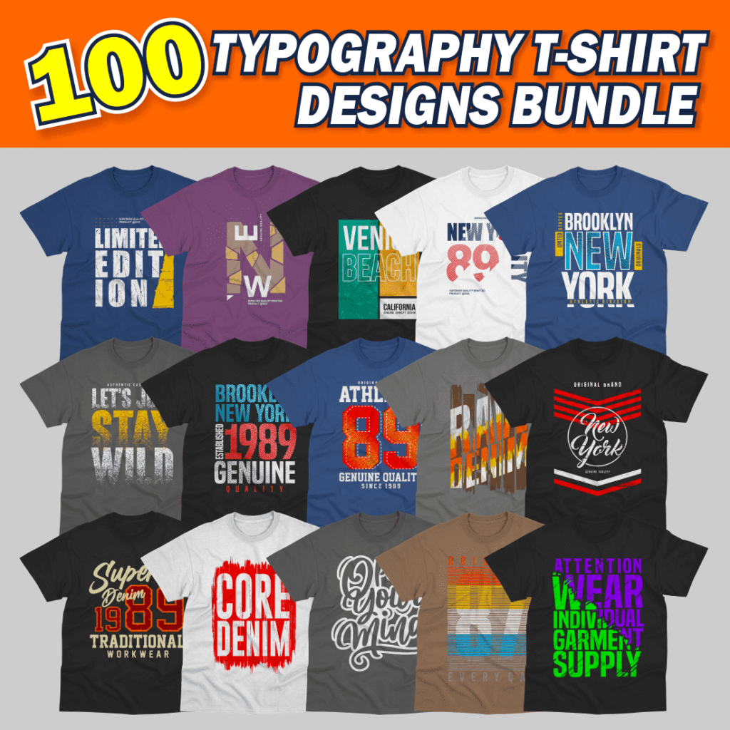 100 TYPOGRAPHY T-SHIRT DESIGN BUNDLE - MasterBundles