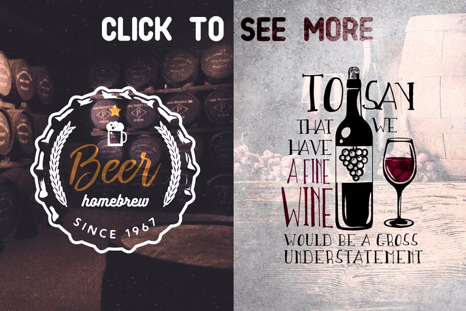 The main image preview of Beer & Wine Vintage Badges.