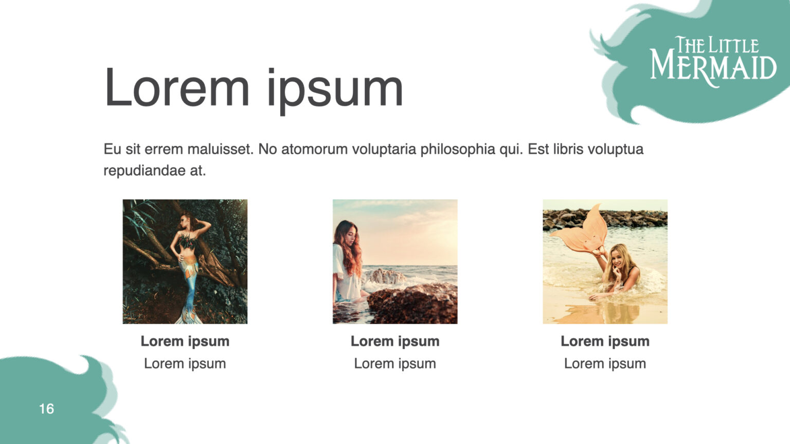 Mermaide Slide Mermaid Disney Presentation: 50 Slides PPTX, KEY, Google Slides ...