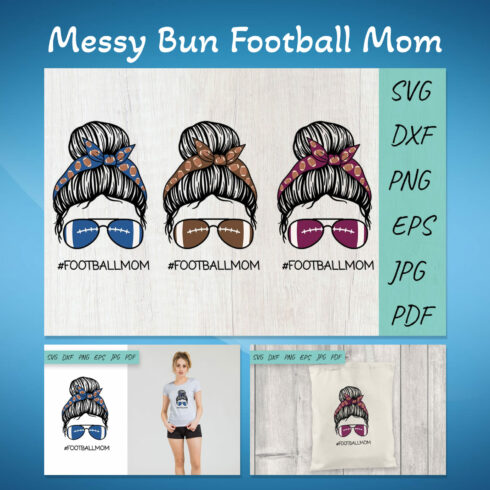Football SVG, Football mom SVG, Messy Bun Football Mom.