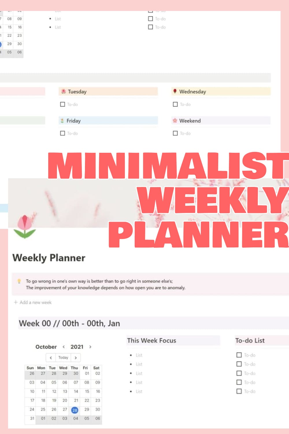 Minimalist Weekly Planner.