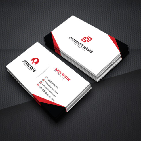 Modern red and black business card template flat design - MasterBundles